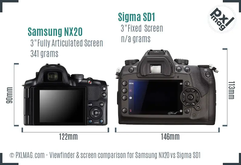 Samsung NX20 vs Sigma SD1 Screen and Viewfinder comparison