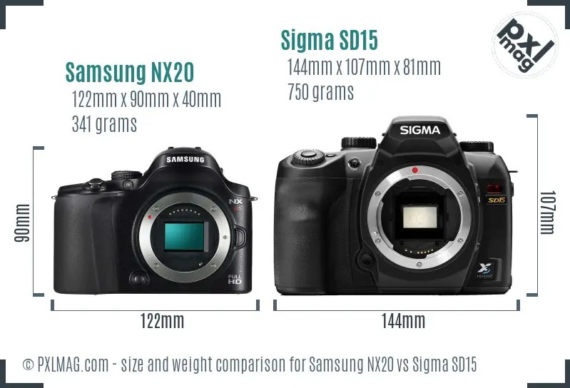Samsung NX20 vs Sigma SD15 size comparison