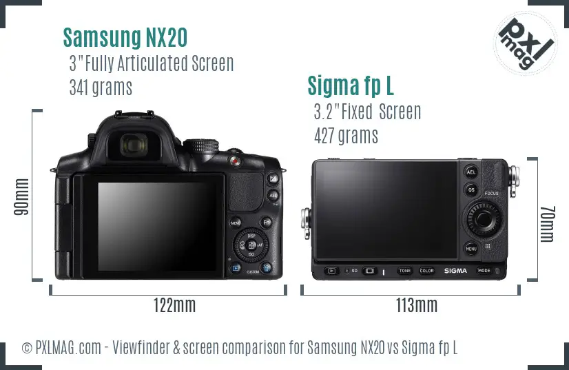 Samsung NX20 vs Sigma fp L Screen and Viewfinder comparison