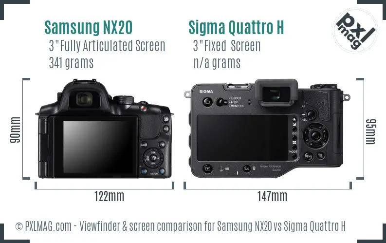 Samsung NX20 vs Sigma Quattro H Screen and Viewfinder comparison