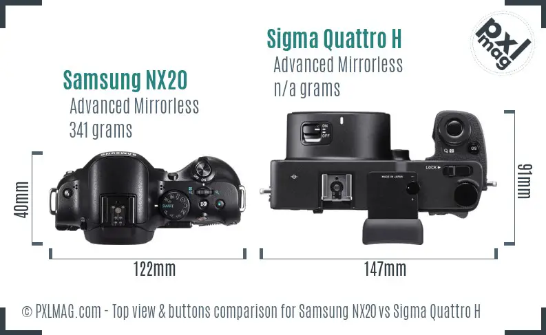 Samsung NX20 vs Sigma Quattro H top view buttons comparison