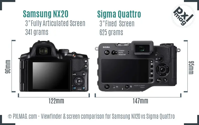 Samsung NX20 vs Sigma Quattro Screen and Viewfinder comparison