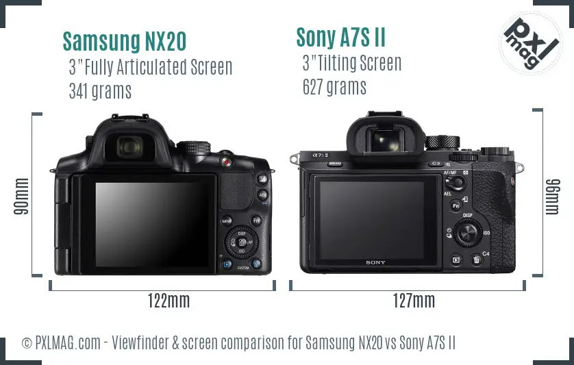 Samsung NX20 vs Sony A7S II Screen and Viewfinder comparison