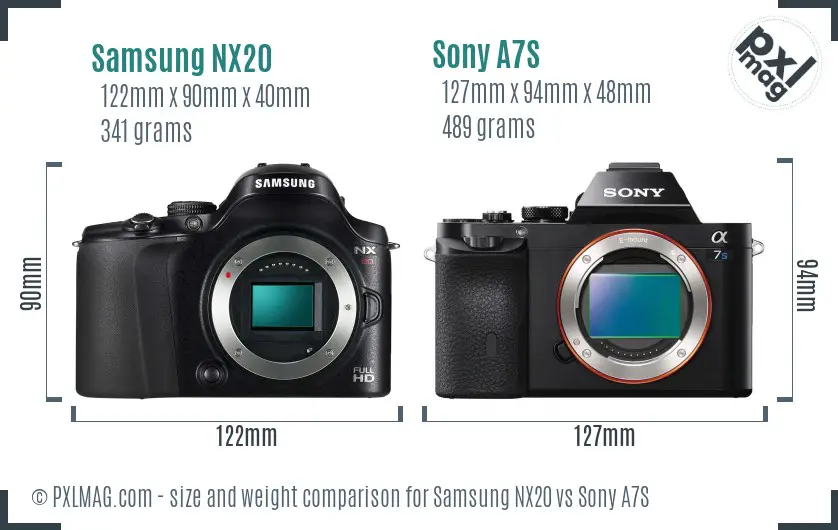 Samsung NX20 vs Sony A7S size comparison