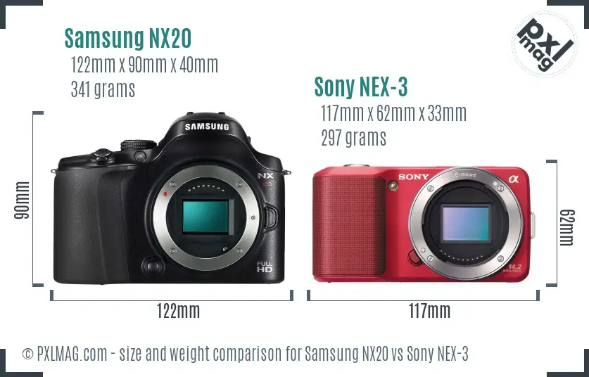 Samsung NX20 vs Sony NEX-3 size comparison