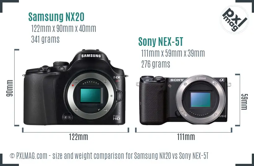 Samsung NX20 vs Sony NEX-5T size comparison