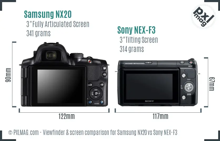 Samsung NX20 vs Sony NEX-F3 Screen and Viewfinder comparison