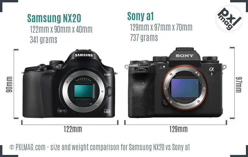 Samsung NX20 vs Sony a1 size comparison