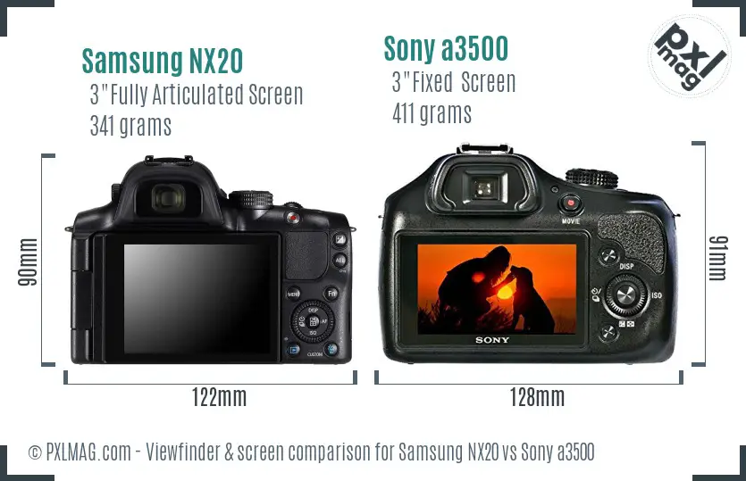 Samsung NX20 vs Sony a3500 Screen and Viewfinder comparison