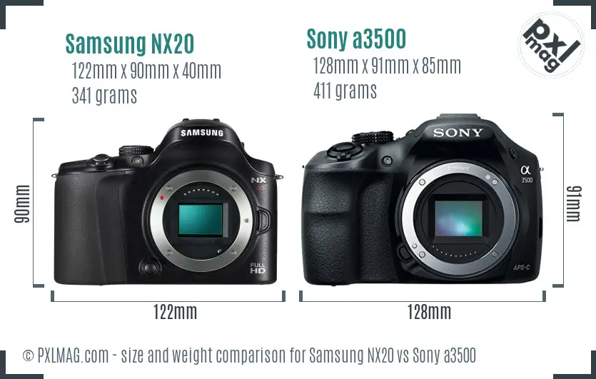 Samsung NX20 vs Sony a3500 size comparison