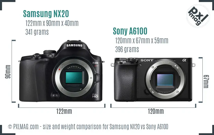 Samsung NX20 vs Sony A6100 size comparison