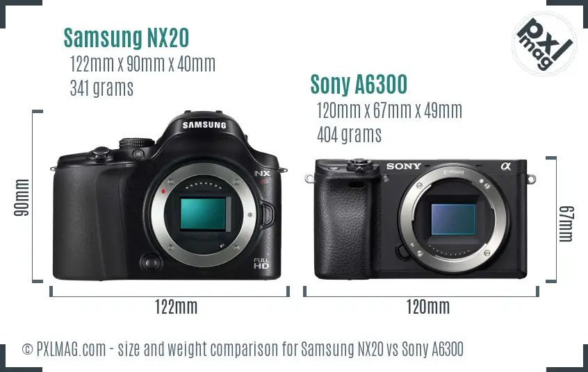 Samsung NX20 vs Sony A6300 size comparison