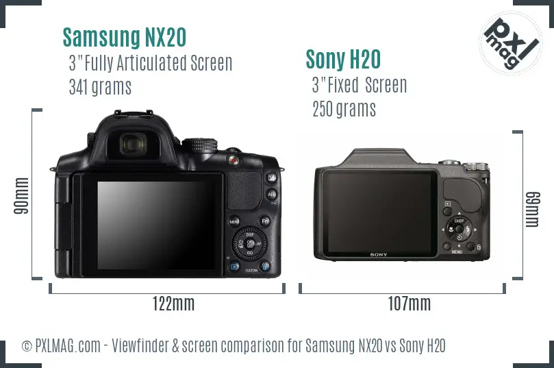 Samsung NX20 vs Sony H20 Screen and Viewfinder comparison Samsung NX20 vs Sony H20 Screen and Viewfinder comparison
