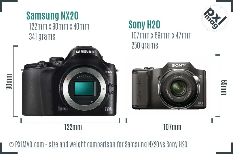 Samsung NX20 vs Sony H20 size comparison Samsung NX20 vs Sony H20 size comparison