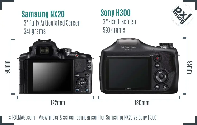 Samsung NX20 vs Sony H300 Screen and Viewfinder comparison Samsung NX20 vs Sony H300 Screen and Viewfinder comparison