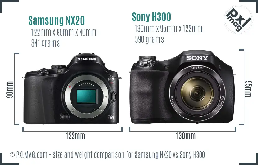 Samsung NX20 vs Sony H300 size comparison Samsung NX20 vs Sony H300 size comparison