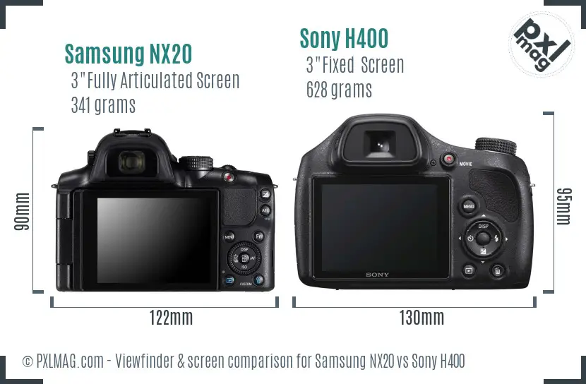 Samsung NX20 vs Sony H400 Screen and Viewfinder comparison Samsung NX20 vs Sony H400 Screen and Viewfinder comparison