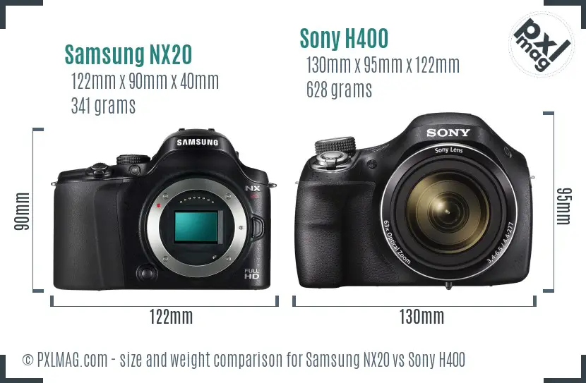 Samsung NX20 vs Sony H400 size comparison Samsung NX20 vs Sony H400 size comparison