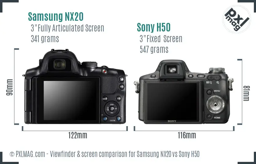 Samsung NX20 vs Sony H50 Screen and Viewfinder comparison Samsung NX20 vs Sony H50 Screen and Viewfinder comparison