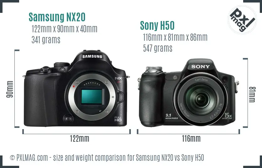 Samsung NX20 vs Sony H50 size comparison Samsung NX20 vs Sony H50 size comparison