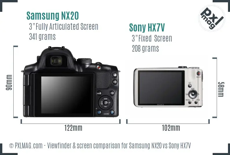 Samsung NX20 vs Sony HX7V Screen and Viewfinder comparison