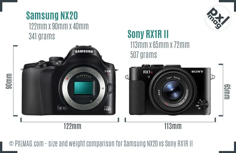 Samsung NX20 vs Sony RX1R II size comparison