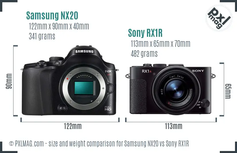 Samsung NX20 vs Sony RX1R size comparison