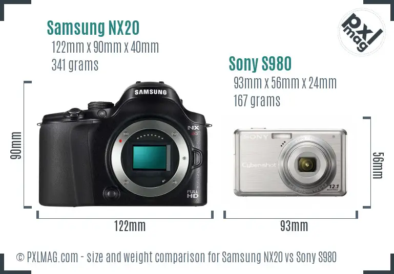 Samsung NX20 vs Sony S980 size comparison