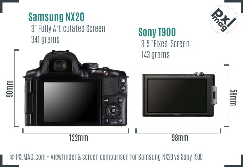 Samsung NX20 vs Sony T900 Screen and Viewfinder comparison