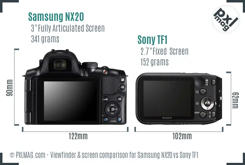 Samsung NX20 vs Sony TF1 Screen and Viewfinder comparison
