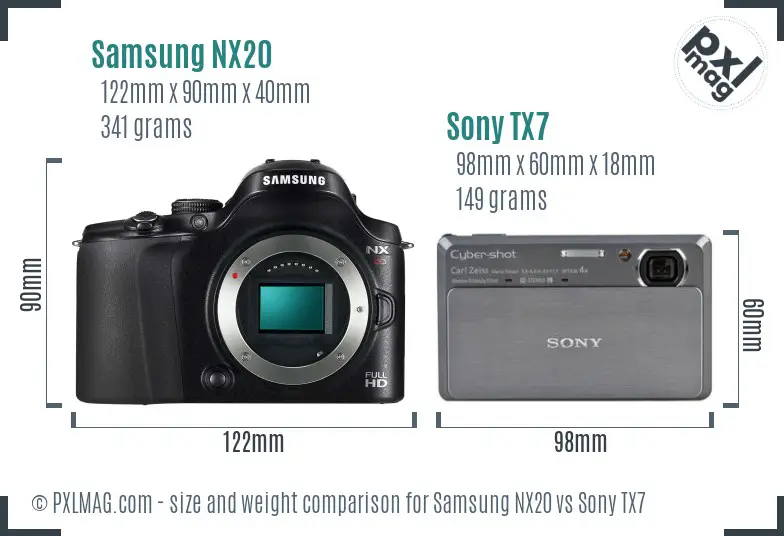 Samsung NX20 vs Sony TX7 size comparison
