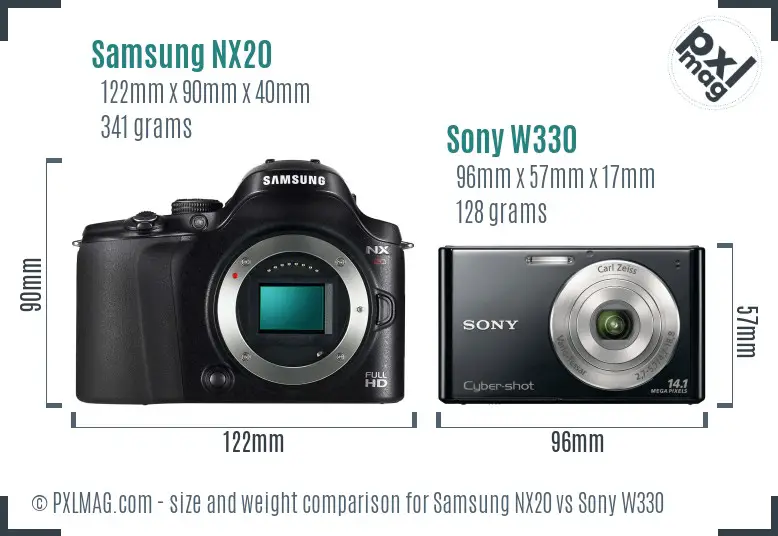 Samsung NX20 vs Sony W330 size comparison