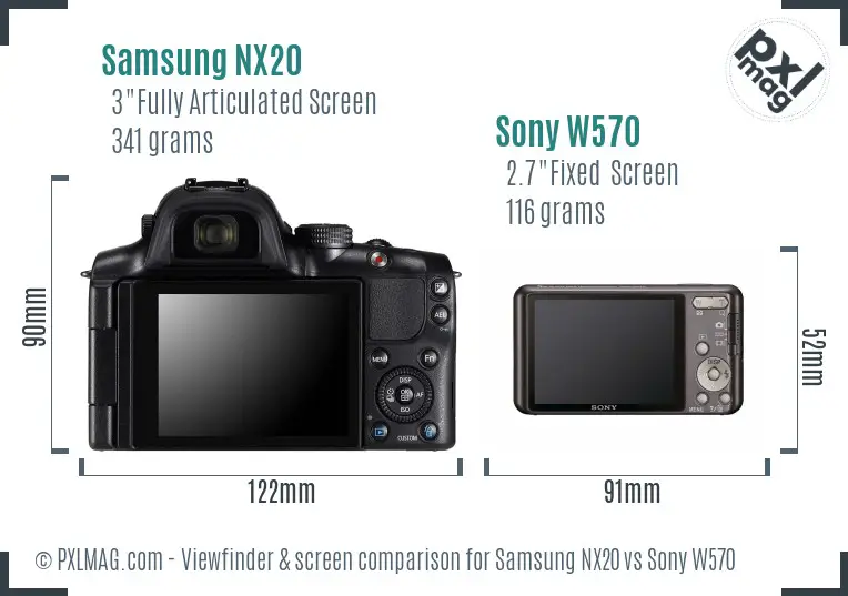 Samsung NX20 vs Sony W570 Screen and Viewfinder comparison