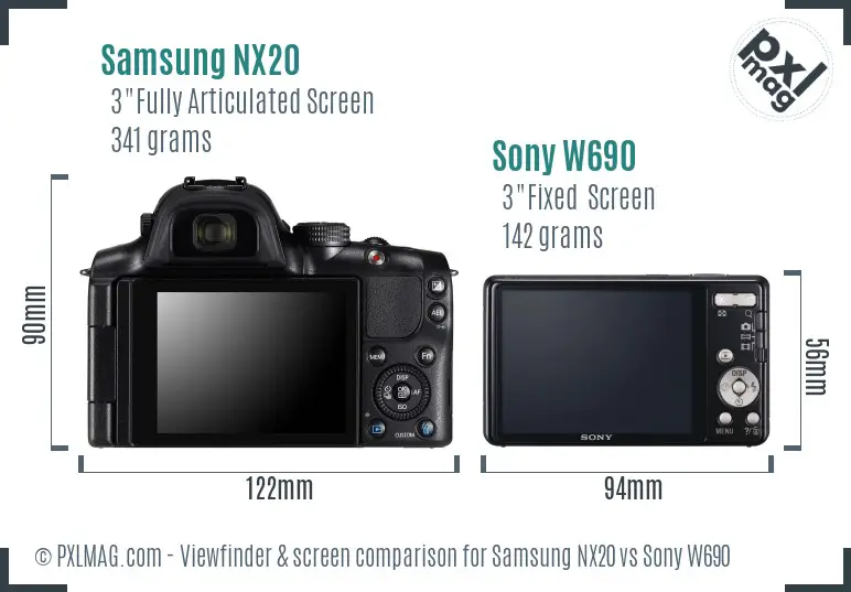 Samsung NX20 vs Sony W690 Screen and Viewfinder comparison