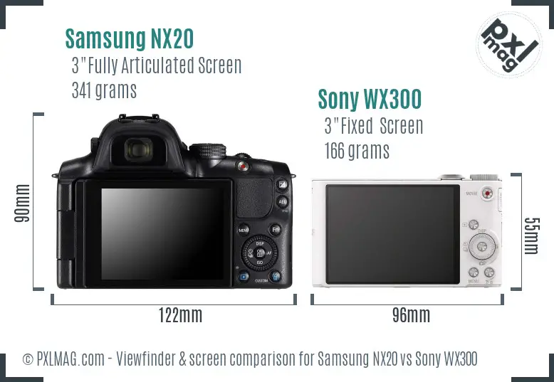 Samsung NX20 vs Sony WX300 Screen and Viewfinder comparison