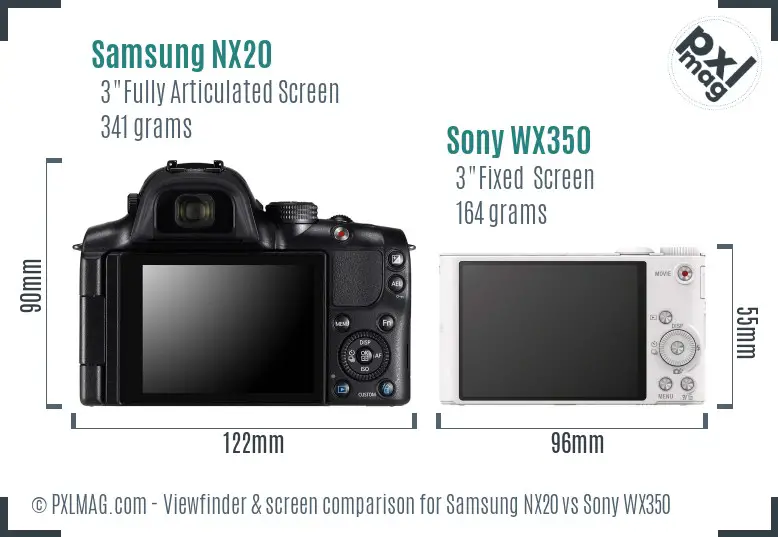 Samsung NX20 vs Sony WX350 Screen and Viewfinder comparison