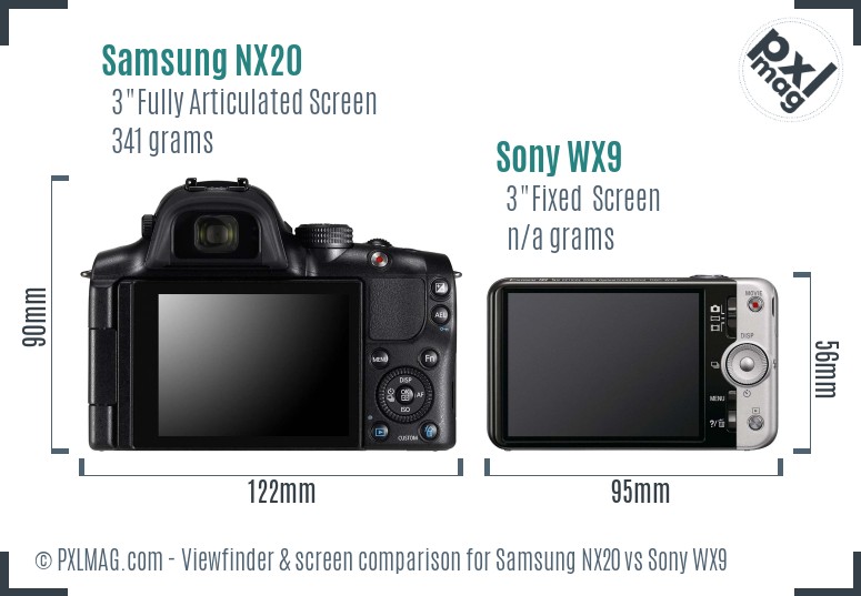 Samsung NX20 vs Sony WX9 Screen and Viewfinder comparison