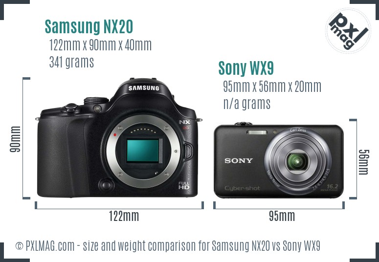 Samsung NX20 vs Sony WX9 size comparison