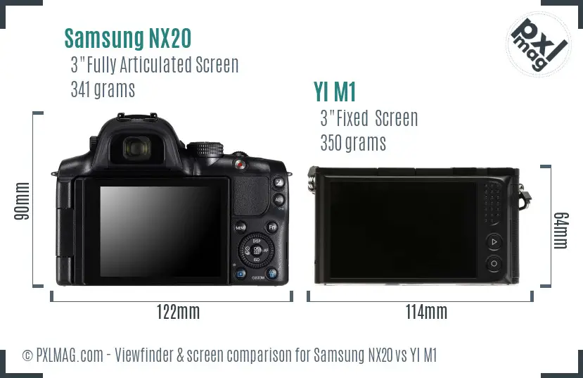 Samsung NX20 vs YI M1 Screen and Viewfinder comparison