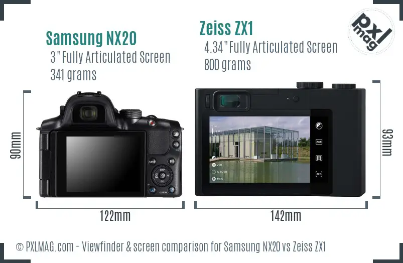 Samsung NX20 vs Zeiss ZX1 Screen and Viewfinder comparison