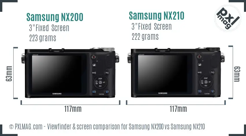 Samsung NX200 vs Samsung NX210 Screen and Viewfinder comparison