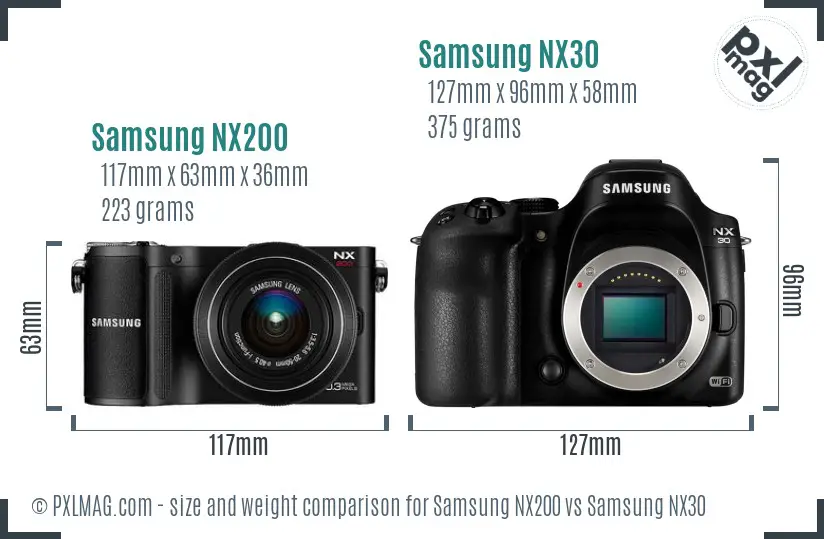 Samsung NX200 vs Samsung NX30 size comparison
