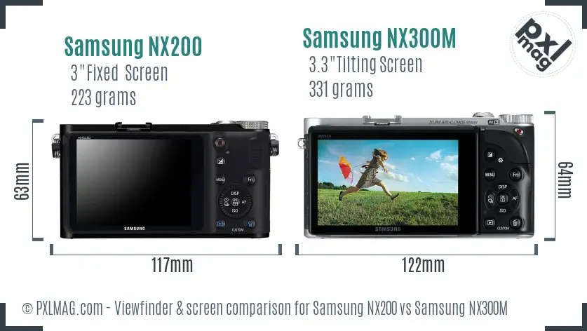 Samsung NX200 vs Samsung NX300M Screen and Viewfinder comparison