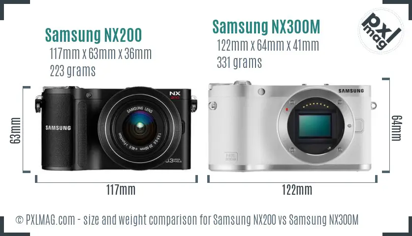 Samsung NX200 vs Samsung NX300M size comparison