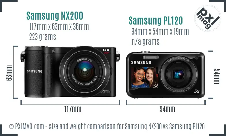 Samsung NX200 vs Samsung PL120 size comparison