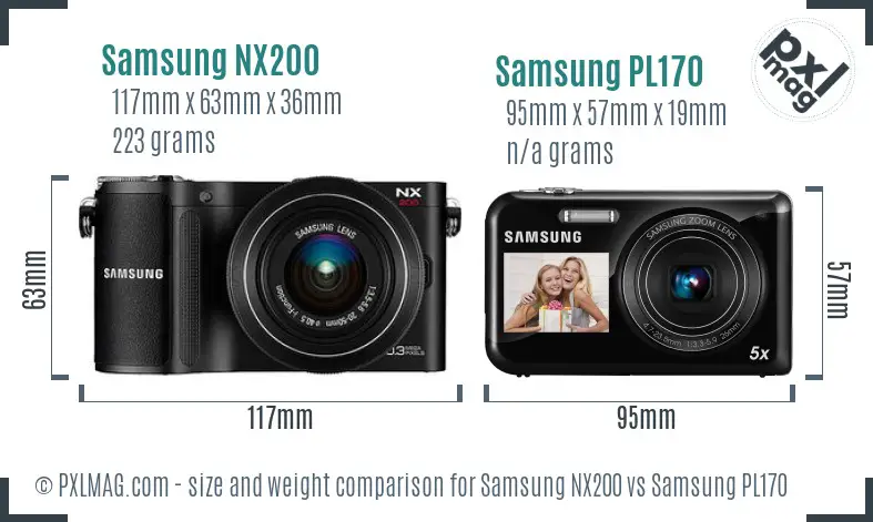 Samsung NX200 vs Samsung PL170 size comparison
