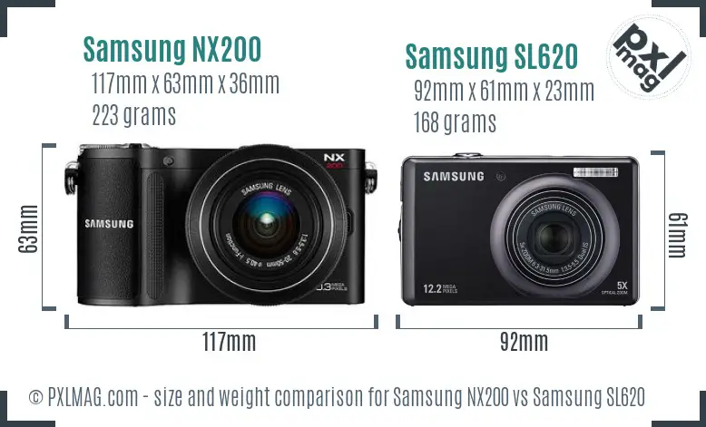 Samsung NX200 vs Samsung SL620 size comparison