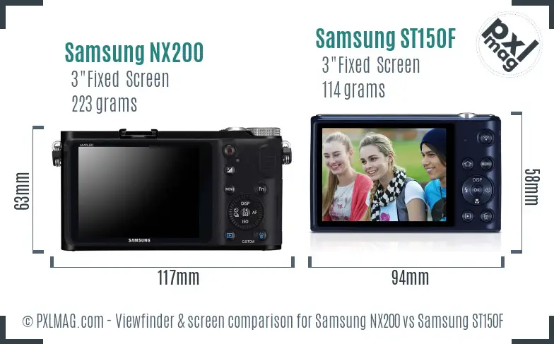 Samsung NX200 vs Samsung ST150F Screen and Viewfinder comparison