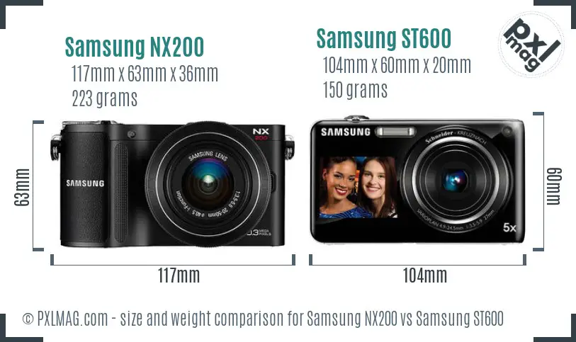 Samsung NX200 vs Samsung ST600 size comparison