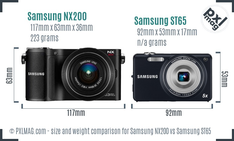 Samsung NX200 vs Samsung ST65 size comparison